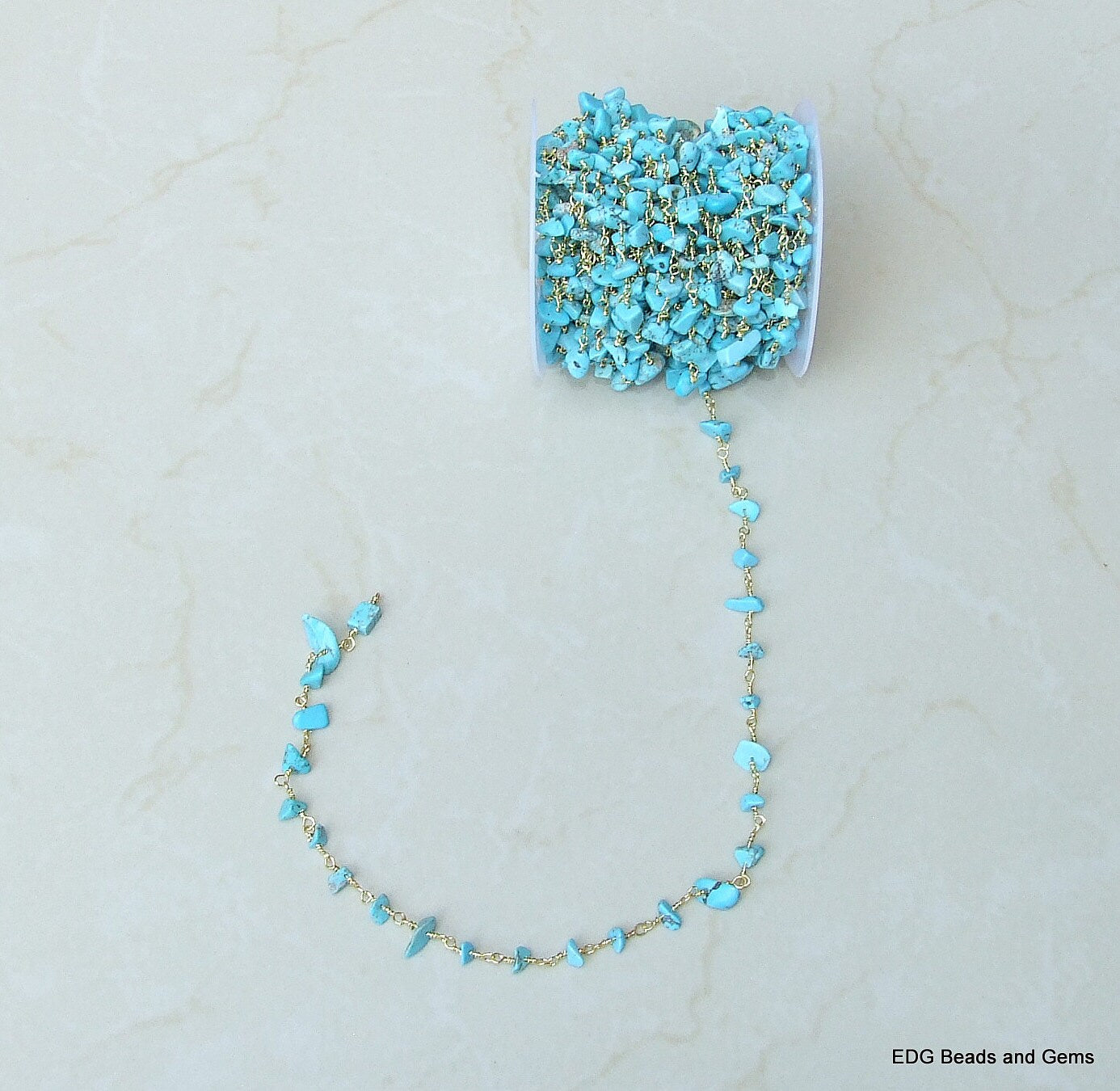 Turquoise Rosary Chain by the Foot, Rosary Chain with Beads, Rosary Chain Wholesale, Rosary Chain Bulk, Rosary Chain for Jewelry Making - EDGBeadsandGems