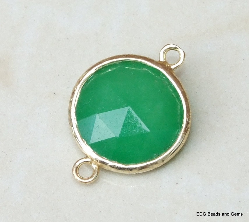 Small Agate Faceted Connector, Gemstone Connector, Gold Plated Textured Bezel, Round Shape, Gemstone Pendant, Jewelry Pendant, 16 mm - EDGBeadsandGems