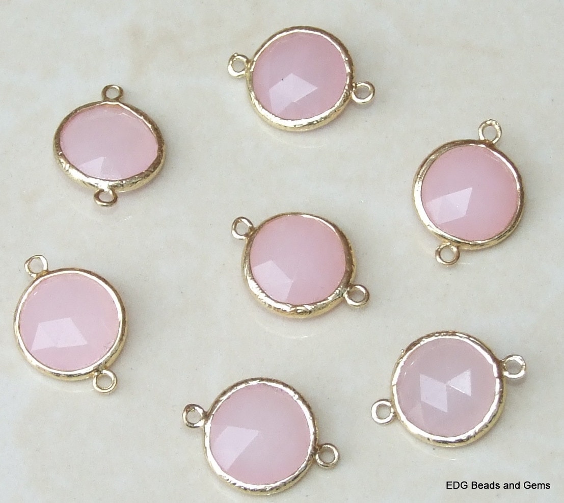 Small Agate Faceted Connector, Gemstone Connector, Gold Plated Textured Bezel, Round Shape, Gemstone Pendant, Jewelry Pendant, 16 mm - EDGBeadsandGems