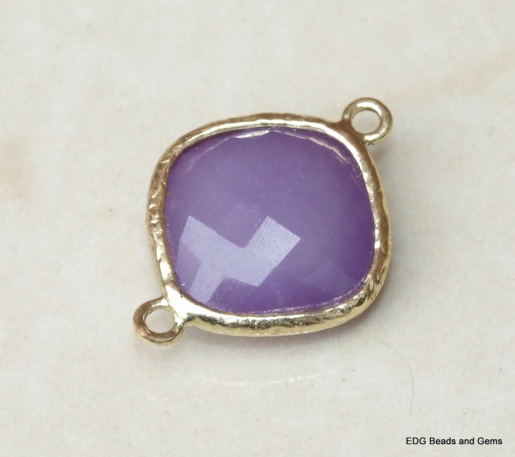 Small Agate Faceted Connector, Gemstone Connector, Gold Plated Textured Bezel, Rhombus Shape, Gemstone Pendant, Jewelry Pendant, 18 mm - EDGBeadsandGems