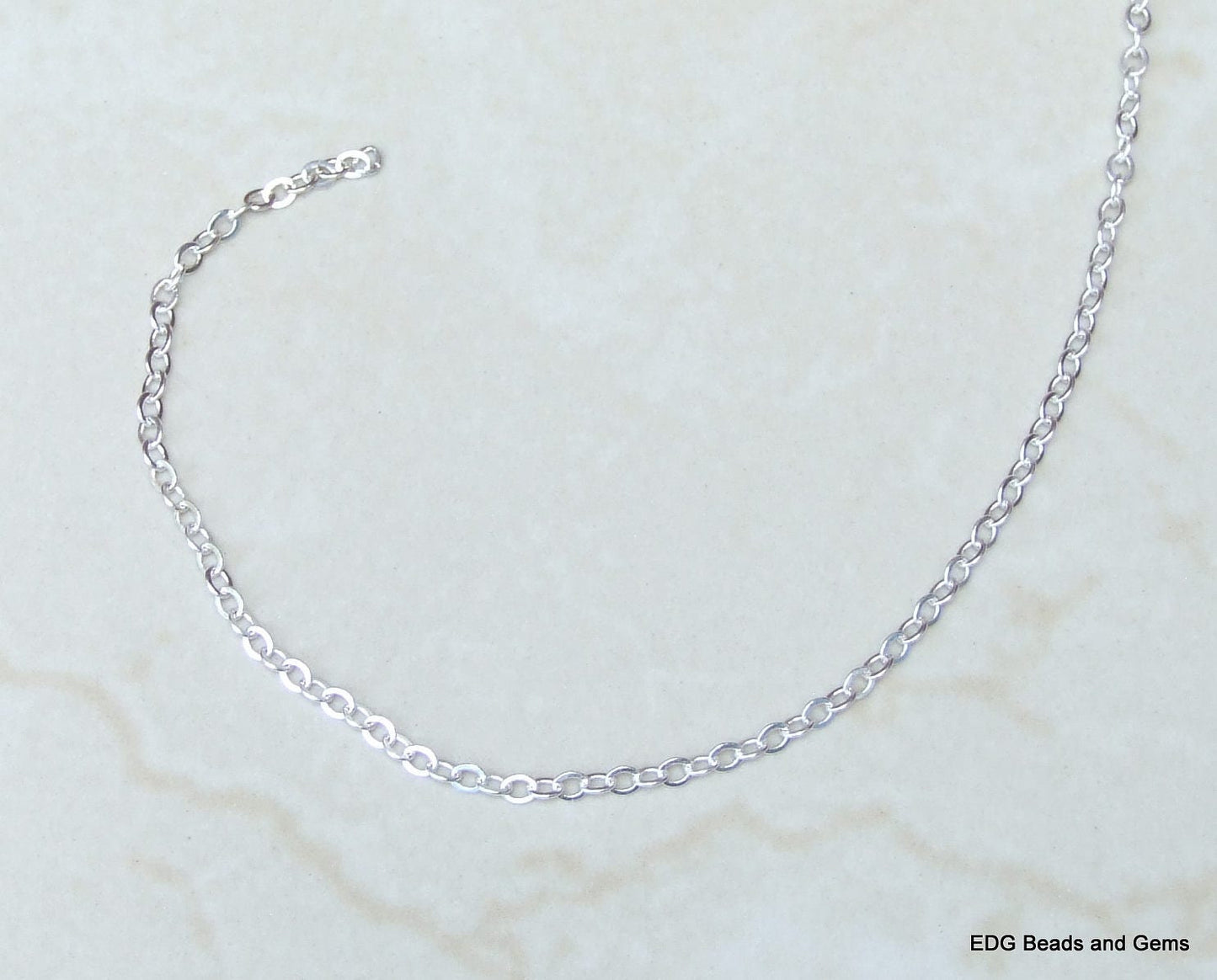 Cable Chain, Oval Flat Chain, Jewelry Chain, Necklace Chain, Silver Chain, Body Chain, Bulk Chain, Jewelry Supplies, 3.5mm x 3mm, 25Y-S - EDGBeadsandGems