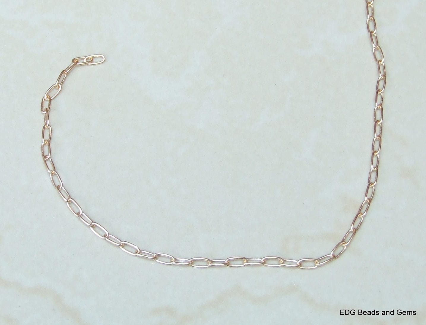 Paper Clip Chain, Oval C Link Flat Cable Chain, Jewelry Chain, Necklace Chain, Gold Plated, Body Chain, Bulk Chain, Two Sizes, LG-NF - EDGBeadsandGems