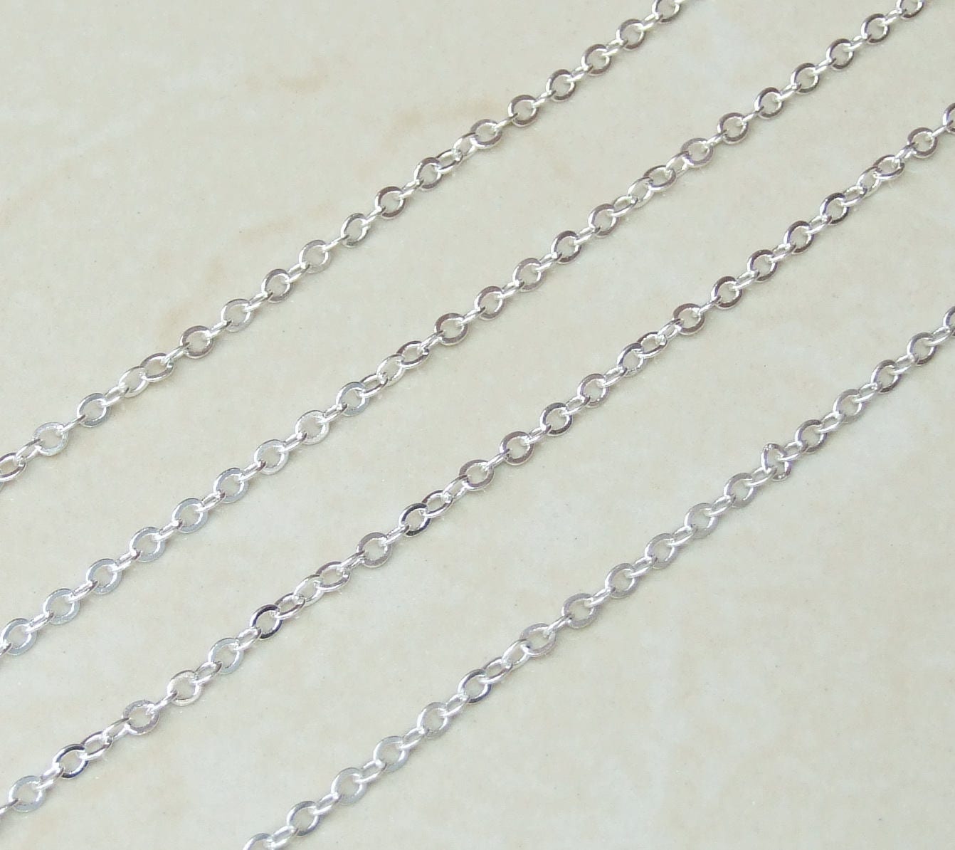 Cable Chain, Oval Flat Chain, Jewelry Chain, Necklace Chain, Silver Chain, Body Chain, Bulk Chain, Jewelry Supplies, 3.5mm x 3mm, 25Y-S - EDGBeadsandGems