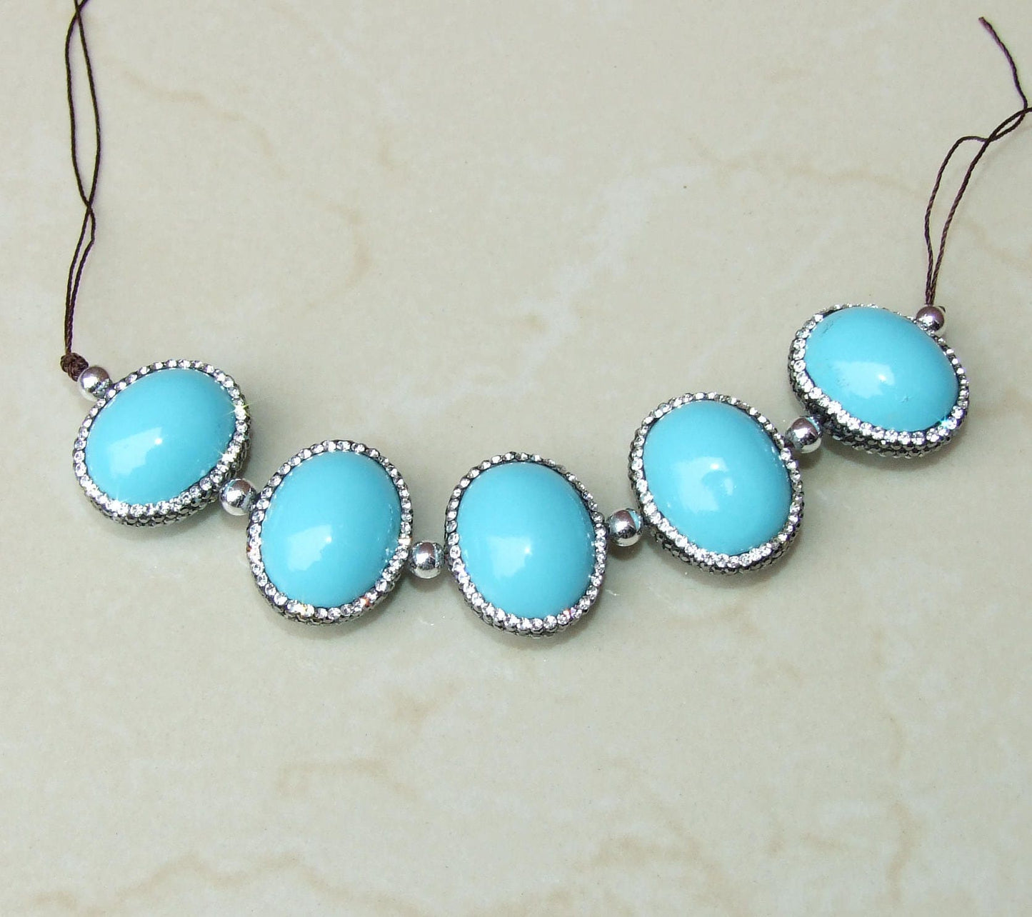 Blue Mother of Pearl and Pave Bead - Natural Mother of Pearl Pendant - MOP - Pearl Bead - Shell Bead - Shell Pendant - 20mm x 25mm - EDGBeadsandGems