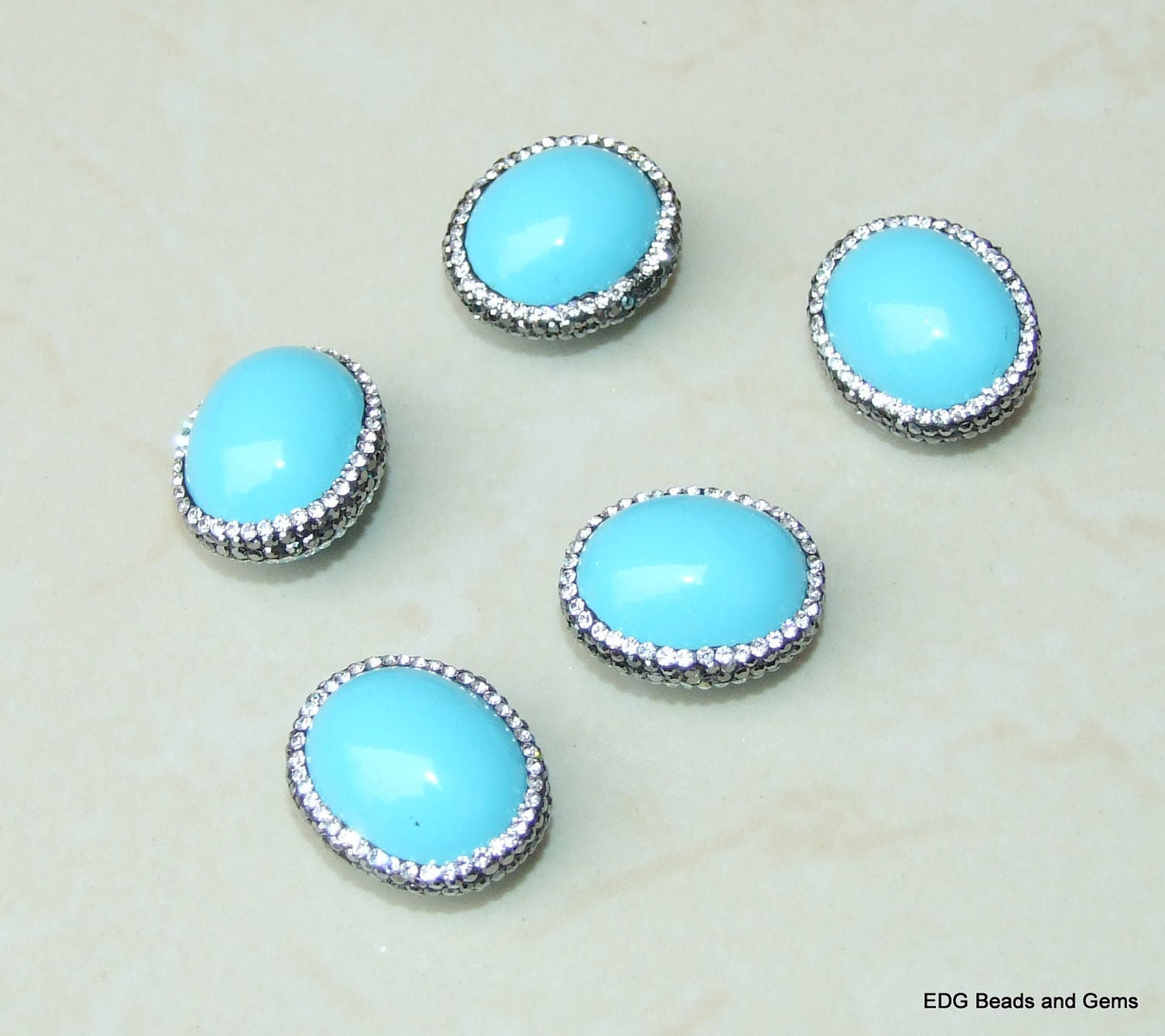 Blue Mother of Pearl and Pave Bead - Natural Mother of Pearl Pendant - MOP - Pearl Bead - Shell Bead - Shell Pendant - 20mm x 25mm - EDGBeadsandGems