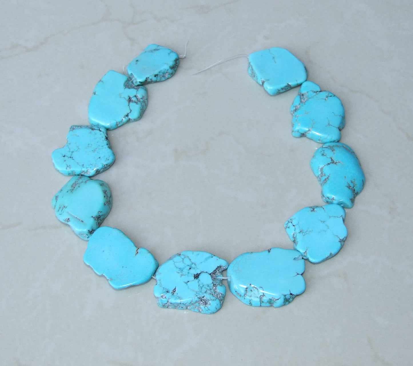 TURQUOISE MAGNESITE Howlite Nuggets Beads, Light Blue NUGGETS Gemstone Slab In 30mm - 35mm, Howlite Necklace, Stress Relief Gifts - EDGBeadsandGems