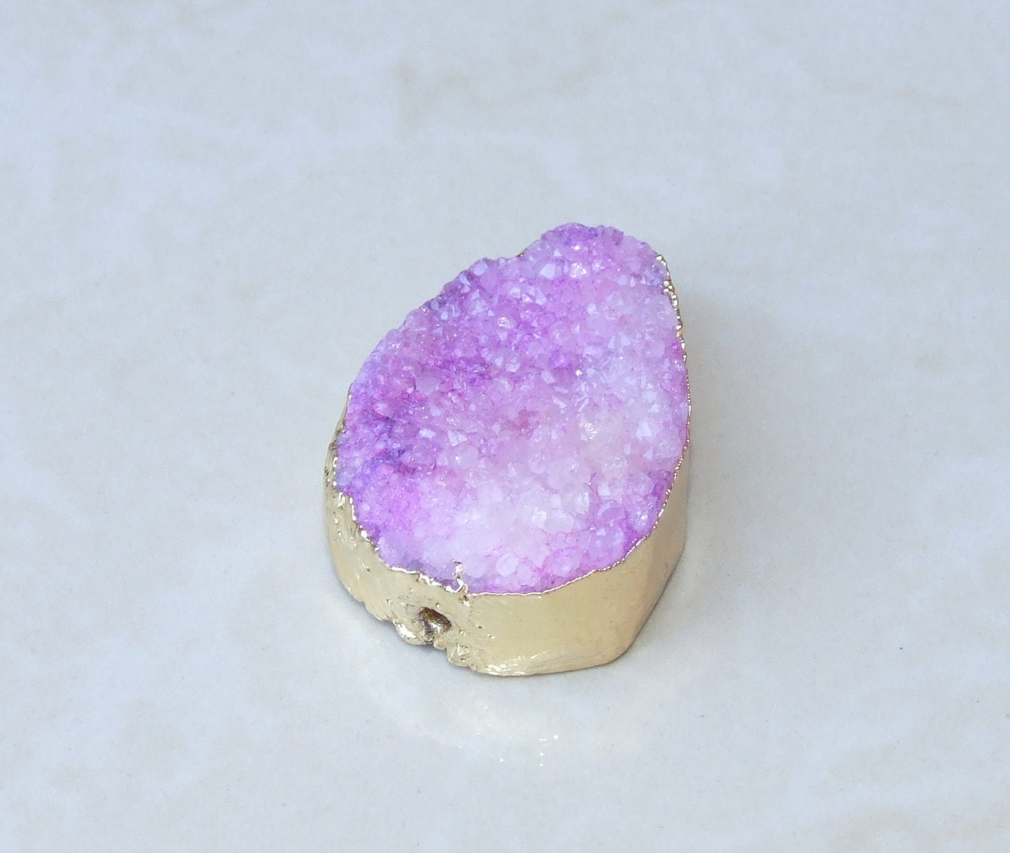 Purple, Druzy Connector, Geode Connector, Agate Slice, Geode Pendant, Gemstone Pendant, Druzy Bracelet, Druzy Quartz - 30mm x 43mm - 9073 - EDGBeadsandGems