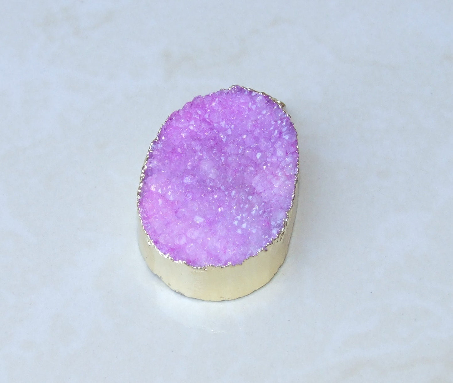 Purple Druzy Pendant, Agate Slice, Geode Pendant, Gemstone Pendant, Druzy Necklace, Druzy Quartz, Large Geode, 32mm x 45mm - 9064 - EDGBeadsandGems