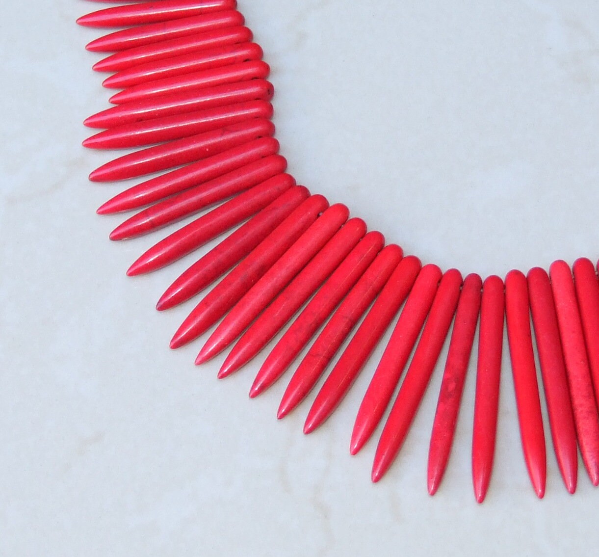 Red Turquoise, Spike Beads, Spike Collar, Spike Choker Necklace, Turquoise Spike Necklace, Statement Necklace, Spike Bib Necklace, 20-50mm - EDGBeadsandGems