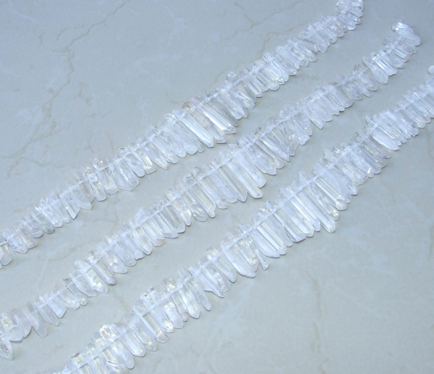 Thick Polished Quartz. Half Strand - Polished Quartz Crystals Points - Natural Quartz Points - Graduated - Gemstone Beads - 25mm - 40+mm - EDGBeadsandGems