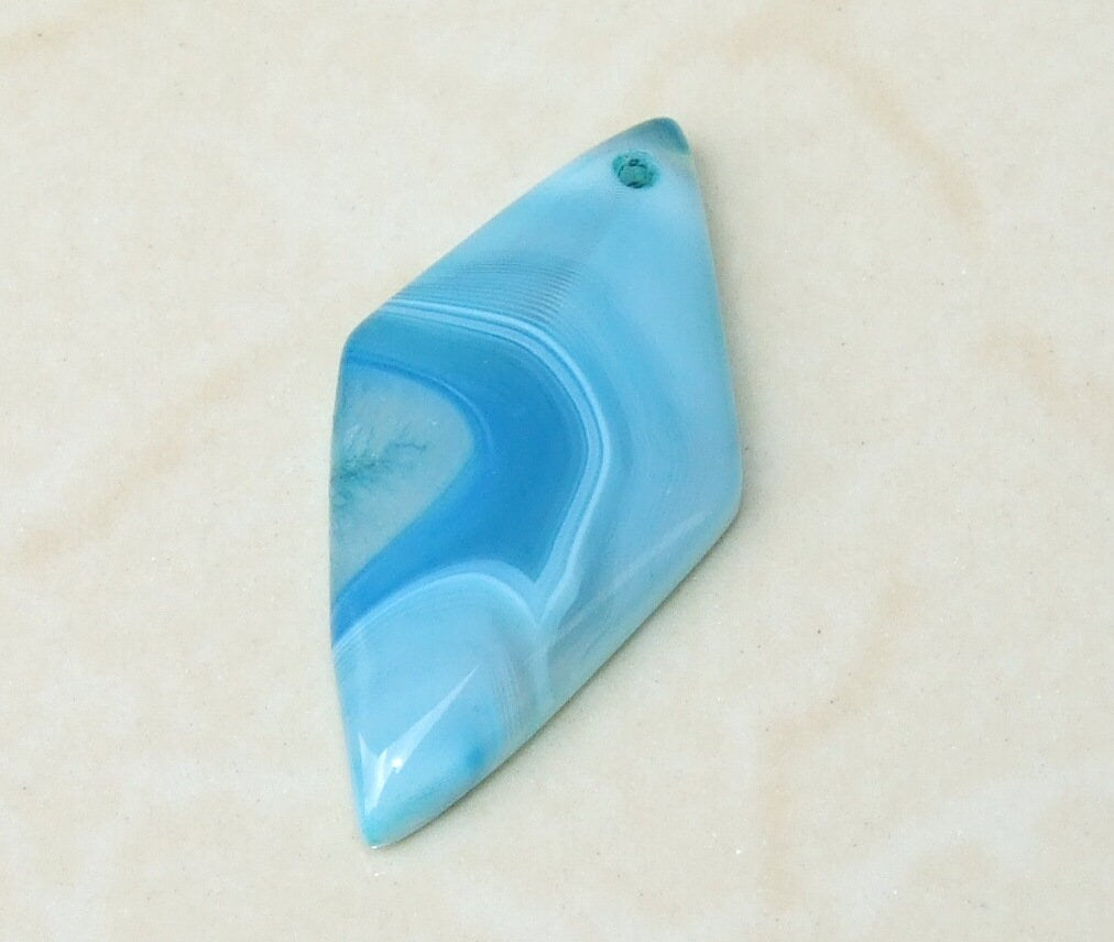 Agate Slice Pendant - Agate Diamond - Druzy Pendant - Rhombus Pendant - Highly Polished - Agate Pendant - Gemstone Pendant, 20mm x 40mm - EDGBeadsandGems