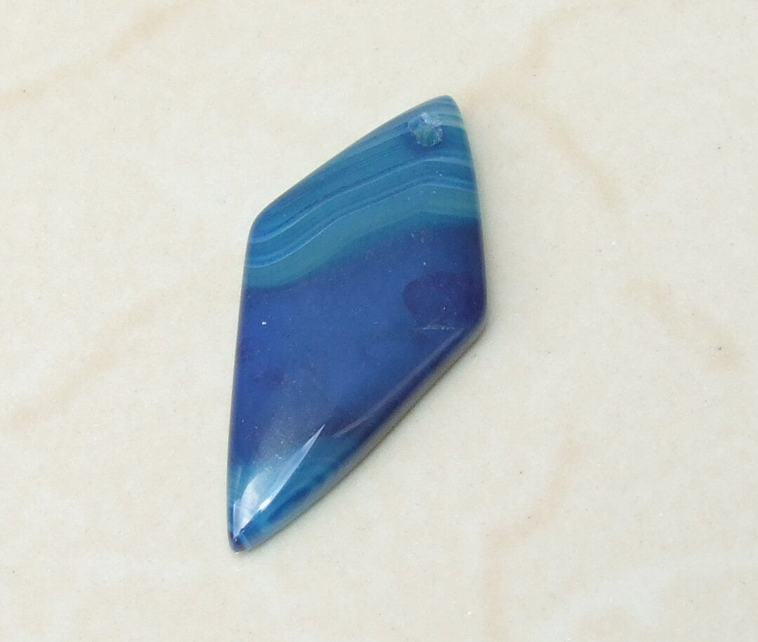 Agate Slice Pendant - Agate Diamond - Druzy Pendant - Rhombus Pendant - Highly Polished - Agate Pendant - Gemstone Pendant, 20mm x 40mm - EDGBeadsandGems