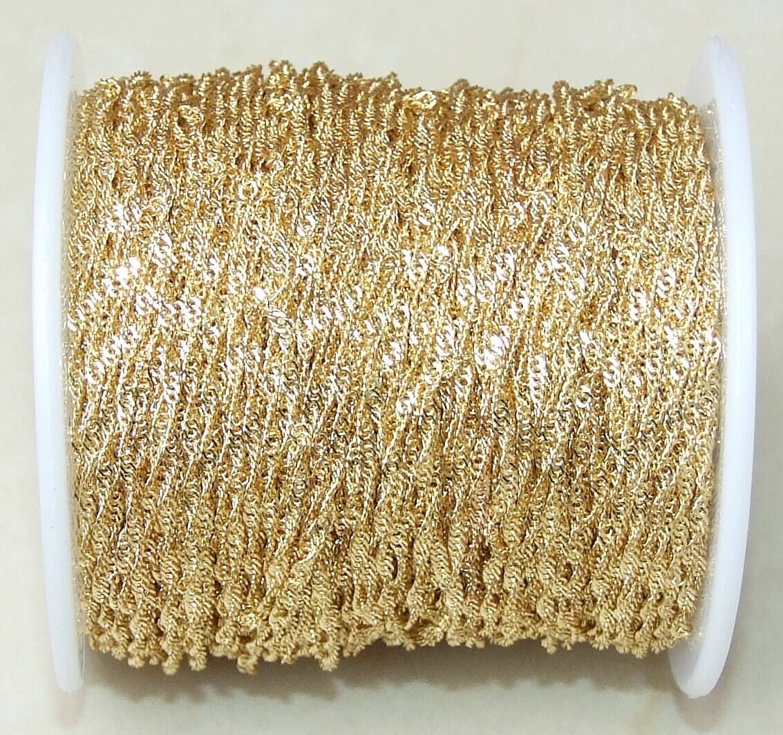Twisted Chain, Flat Link Cable Chain, Thin Jewelry Chain, Necklace Chain, Gold Plated Chain, Body Chain, Bulk Chain, 1.6mm x 1.6mm x .6mm - EDGBeadsandGems