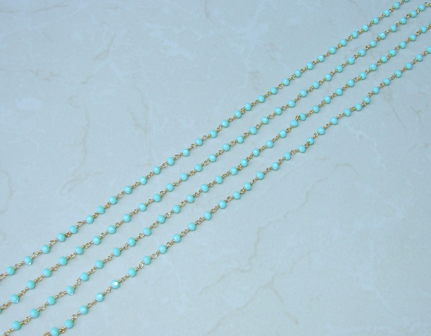 Light Green Glass Rosary Chain, Bulk Chain, Rondelle Glass Beads, Beaded Chain, Body Chain Jewelry, Gold Chain, Necklace Chain, Belly Chain - EDGBeadsandGems