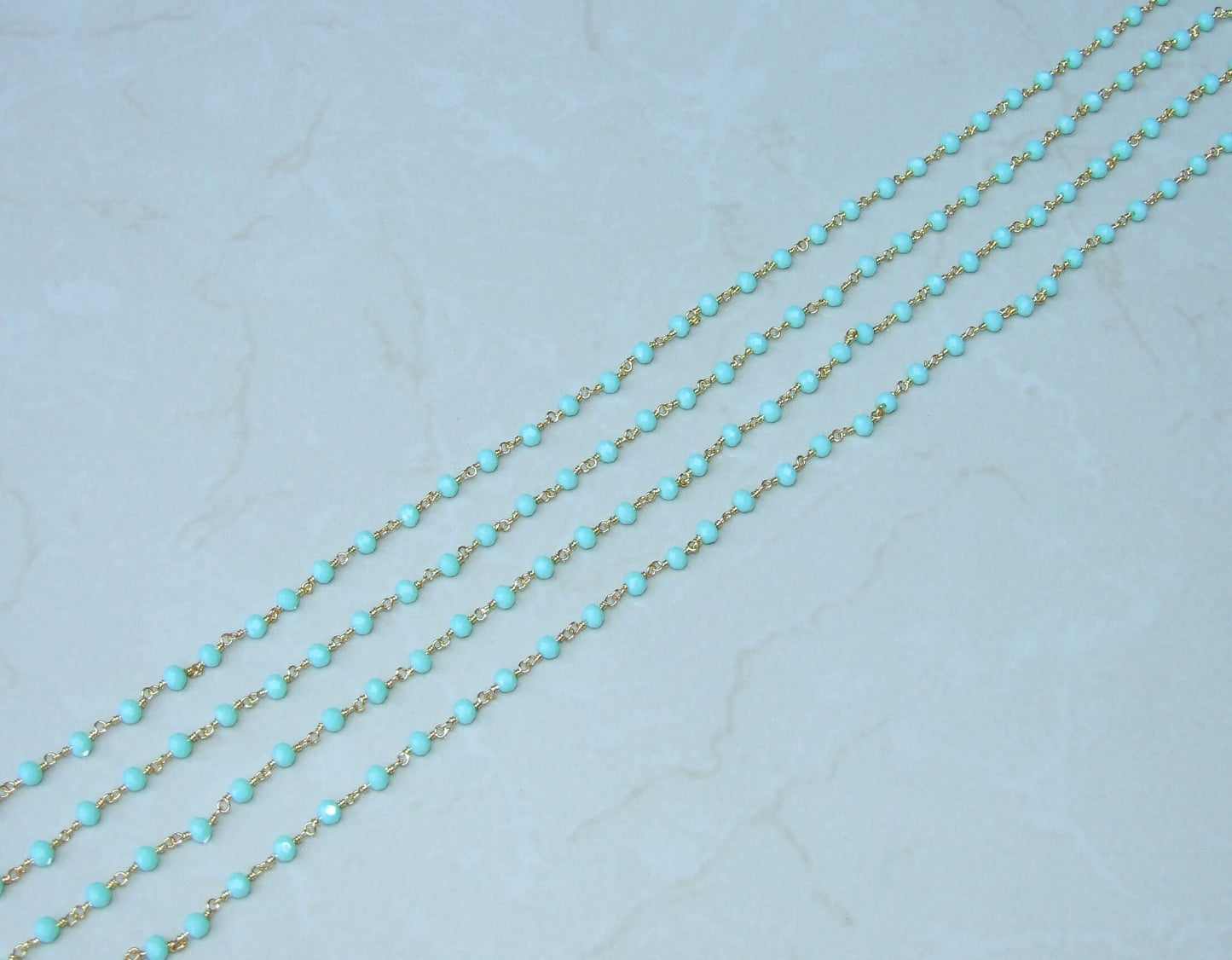 Light Green Glass Rosary Chain, Bulk Chain, Rondelle Glass Beads, Beaded Chain, Body Chain Jewelry, Gold Chain, Necklace Chain, Belly Chain - EDGBeadsandGems