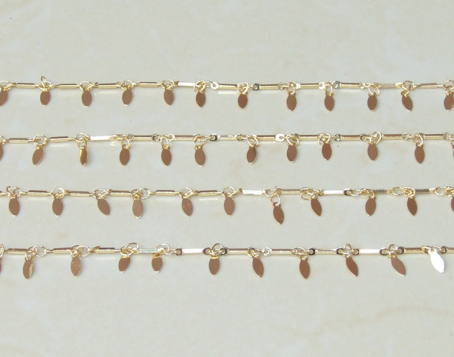 Gold Plated Teardrop Chain, Drop Chain, Gold Chain Wholesale, Bar Link Chain, Rosary Chain, Belly Chain, Body Chain, Jewelry Chain, By Meter - EDGBeadsandGems