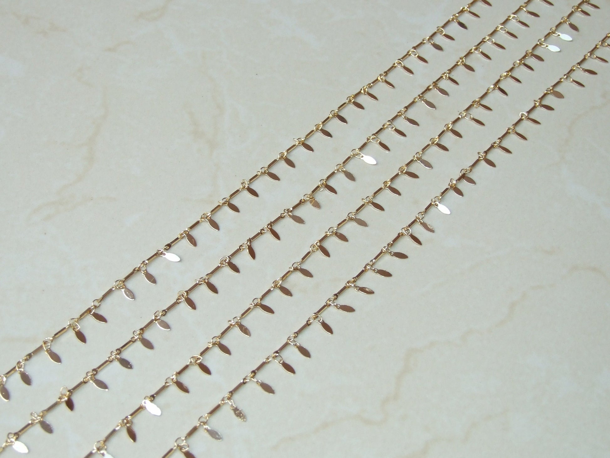 Gold Plated Teardrop Chain, Drop Chain, Gold Chain Wholesale, Bar Link Chain, Rosary Chain, Belly Chain, Body Chain, Jewelry Chain, By Meter - EDGBeadsandGems