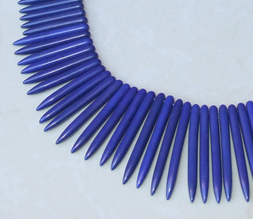 Lapis Blue Turquoise, Spike Beads, Spike Collar, Spike Choker Necklace, Turquoise Spike Necklace, Statement Necklace, Bib Necklace, 50mm - EDGBeadsandGems