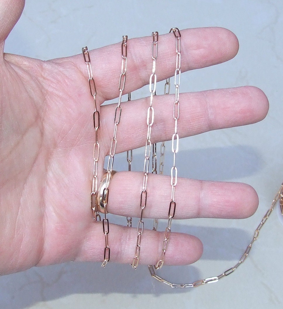 Paper Clip Chain, 5 Meters, 14K, Oval C Link Flat Cable Chain, Jewelry Chain, Necklace Chain, Gold Plated Chain, Body Chain, Bulk Chain G-NR - EDGBeadsandGems