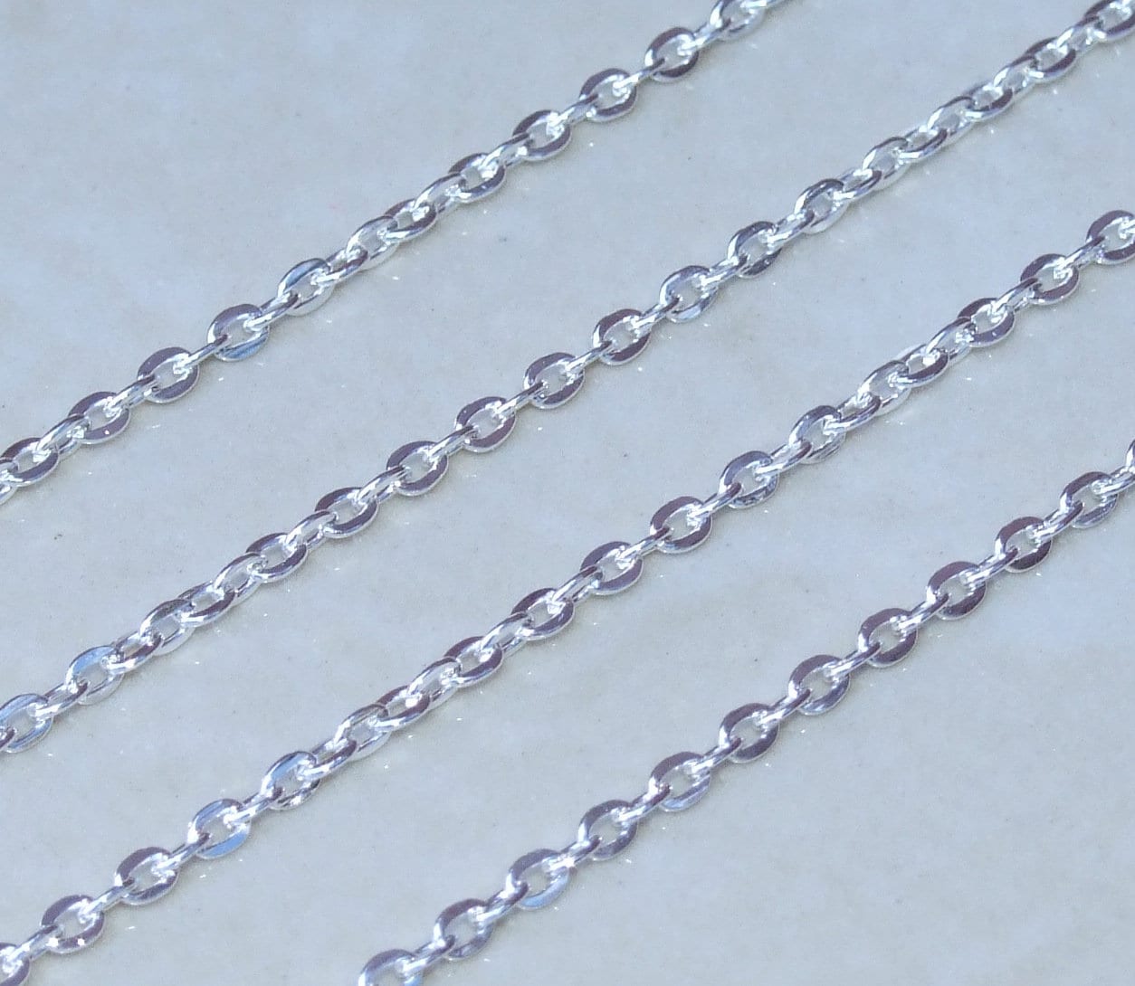 Oval Flat Cable Chain, Oval Flat Cable Chain, Jewelry Chain, Necklace Chain, Silver Plated Chain, Body Chain, Bulk Chain, Belly Chain, SZ-S - EDGBeadsandGems