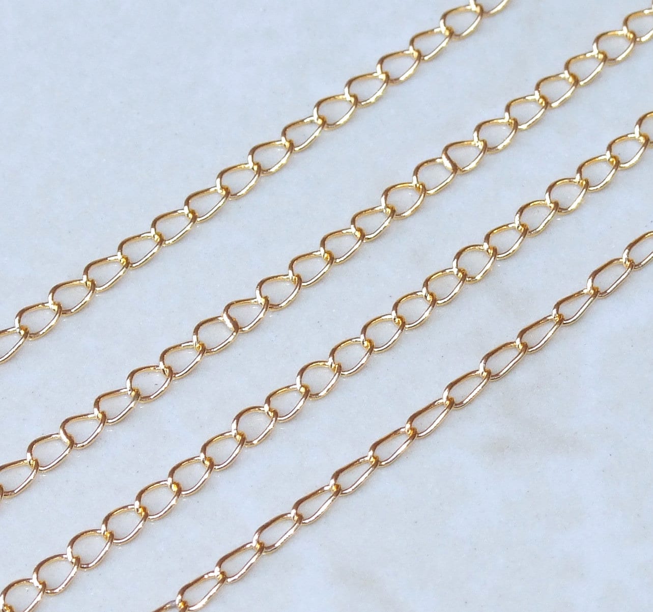 24k Gold Plated Oval Twisted Wire Chain - Flat Minimalist Dainty Chain For Jewelry Making, popular Jewelry Supplies