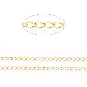 Twisted Oval Link Thin Curb Chain, Gold Plated, Brass Chain, Jewelry Chain, Necklace Chain, Body Chain, Bulk Chain, 5mm x 4mm - 54mm-G - EDGBeadsandGems