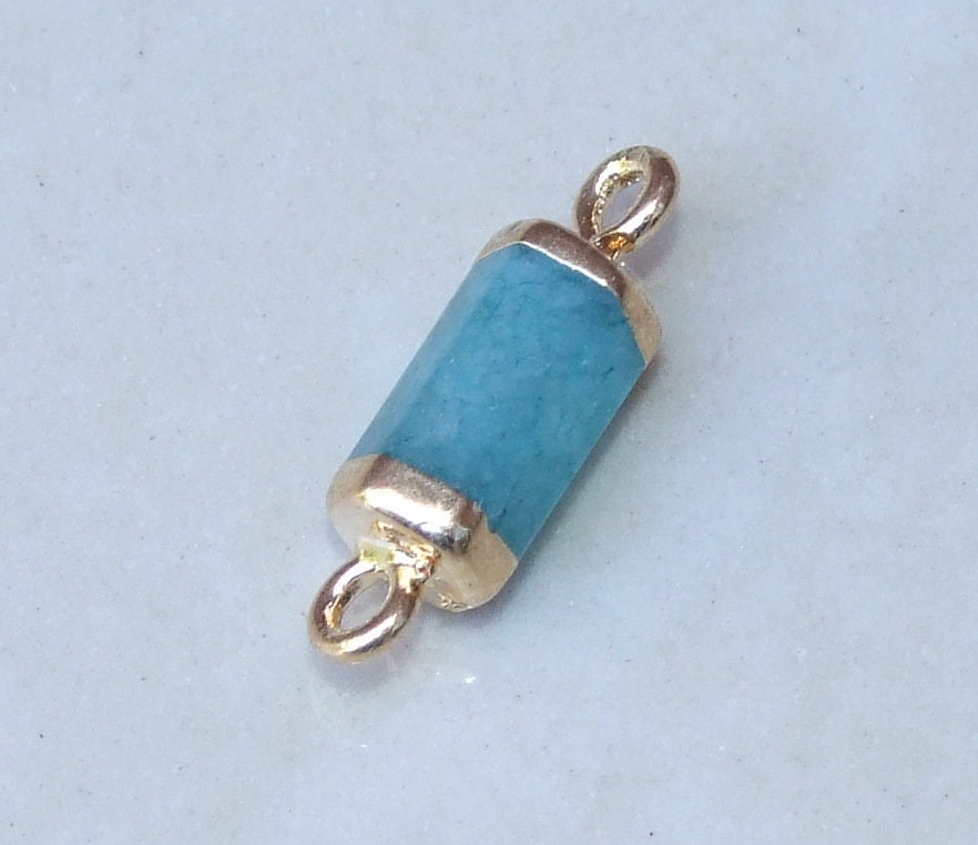 Small Green Jade Connector, Faceted Link Tube Cylinder Connector, Stone Pendant, Green Jade Pendant, Gemstone Pendant, 5mm x 20mm - EDGBeadsandGems