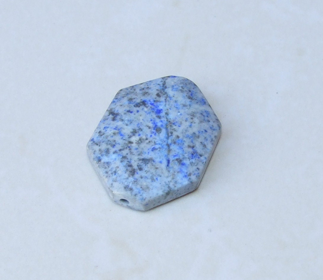 Lapis Pendant Bead - Natural Stone Pendant - Druzy Pendant - Gemstone Pendant Bead - Faceted - Gemstone Connector - 29mm x 39mm - 5094 - EDGBeadsandGems