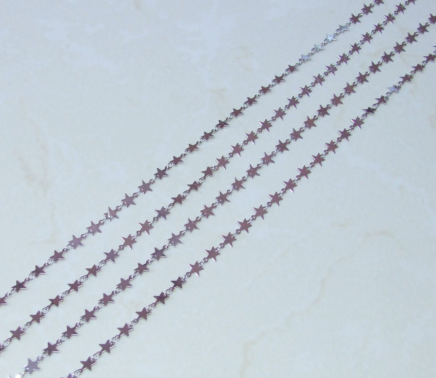 Silver Star Chain: Jewelry Making, Body Chain - By the Foot (6.5mm) - EDGBeadsandGems