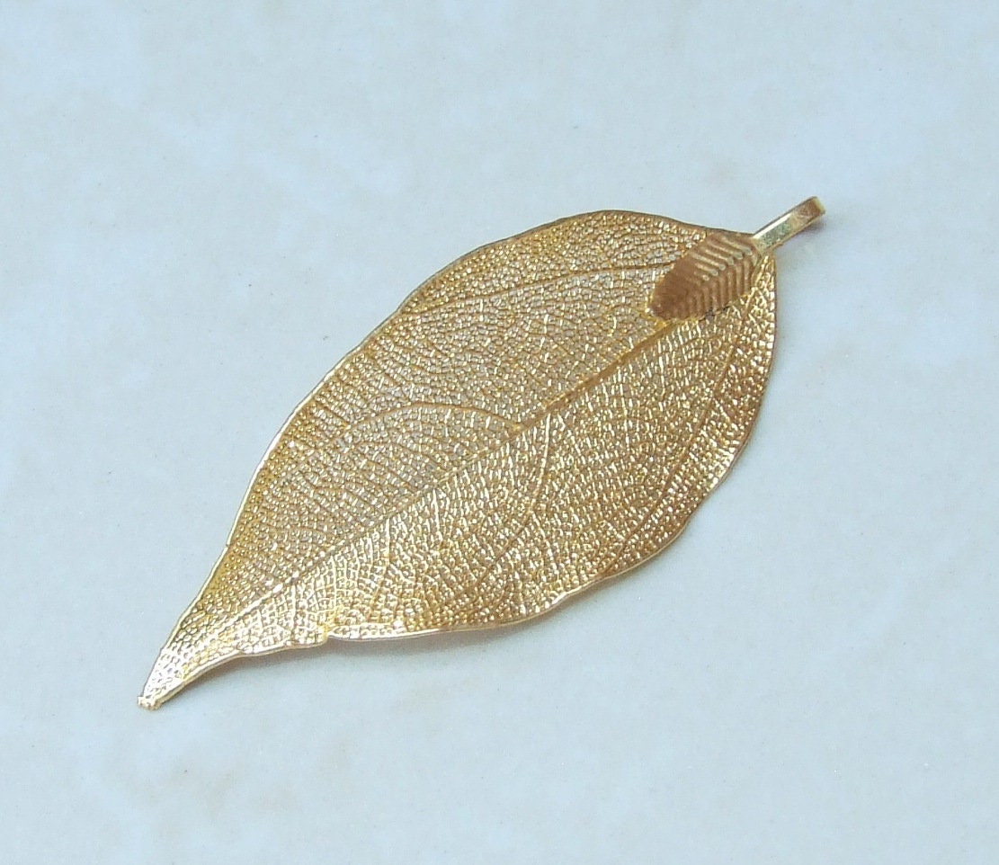 Liquid Metal Leaf Pendant, Autumn Leaf, Leaf Charms, Leaf Jewelry, Leaf Necklace, Autumn Jewelry, Boho Jewelry, 25mm x 50mm - EDGBeadsandGems