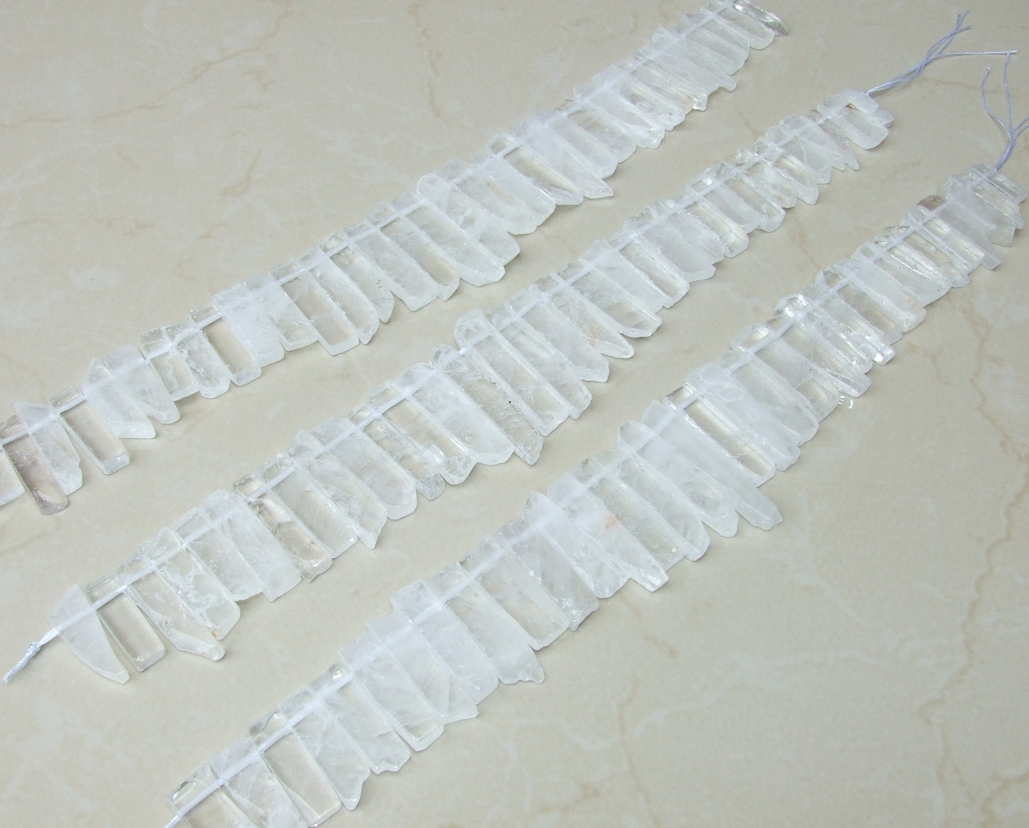 Clear Quartz Slice, Polished Slice, Quartz Beads, Quartz Pendants, Gemstone Beads, Quartz Jewelry Stone Supplies, Half Strand - 25mm to 55mm - EDGBeadsandGems