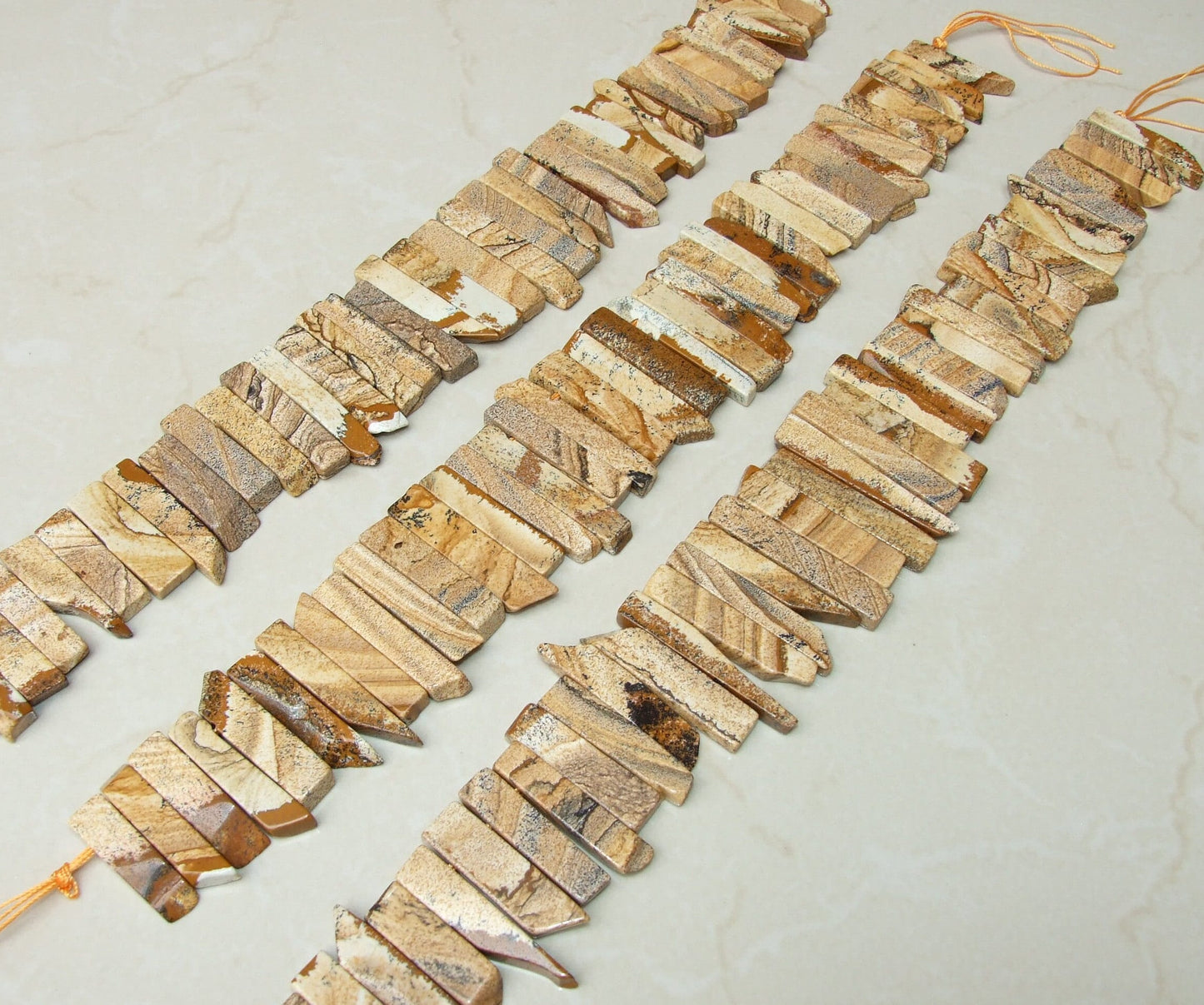 Picture Jasper Beads, Polished Slice, Jasper Pendant, Jasper Slice, Gemstone Beads, Jasper Jewelry Stone Supplies, Half Strand, 30mm to 50mm - EDGBeadsandGems