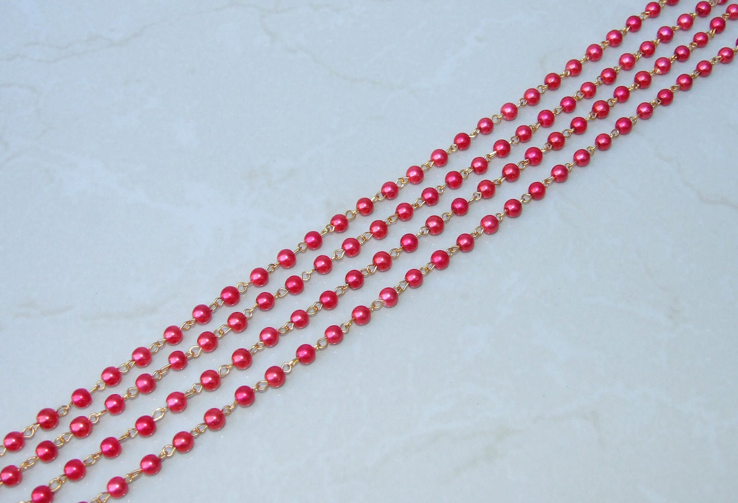 Red Glass Rosary Chain, 1 Meter, Bulk Chain, Polished Glass Beads, Beaded Chain, Body Chain, Gold Chain, Necklace Chain, Belly Chain, 6mm - EDGBeadsandGems