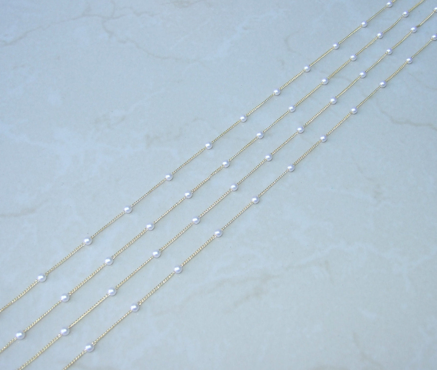 Gold Chain, Oval Link Glass Pearl Cable Chain, Jewelry Chain, Necklace Chain, Body Chain, Bulk Chain, Sold by the Meter, 1.25mm x .85mm - EDGBeadsandGems
