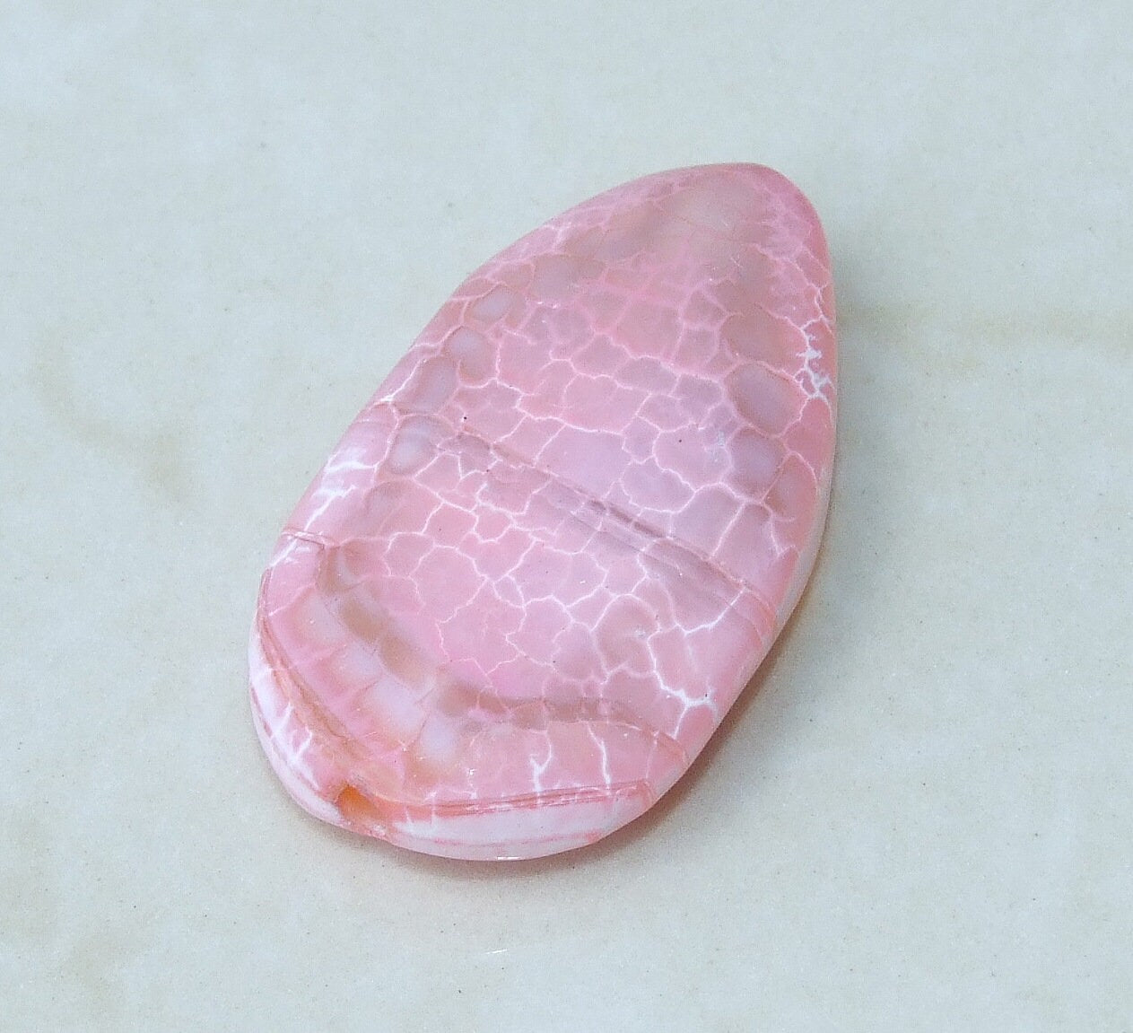 Pink Agate Faceted Polished Bead, Gemstone Bead Pendant, Center Drilled, Loose Gemstones, Natural Stone Beads, 25mm x 43mm – 7760 - EDGBeadsandGems