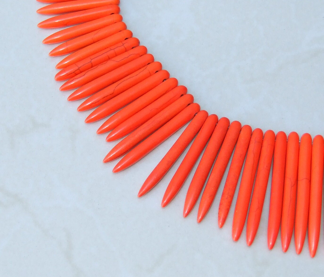 Orange Turquoise, Spike Beads, Spike Collar, Spike Choker Necklace, Turquoise Spike Necklace, Statement Necklace, Spike Bib Necklace, 50mm - EDGBeadsandGems