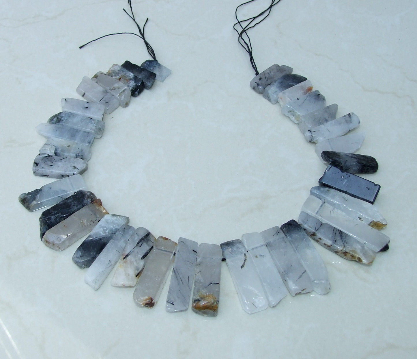 Rutilated Quartz Slice , Polished Quartz Beads, Quartz Pendants, Gemstone Beads, Quartz Jewelry Stones Supplies, Half Strand, 20mm to 45+mm - EDGBeadsandGems