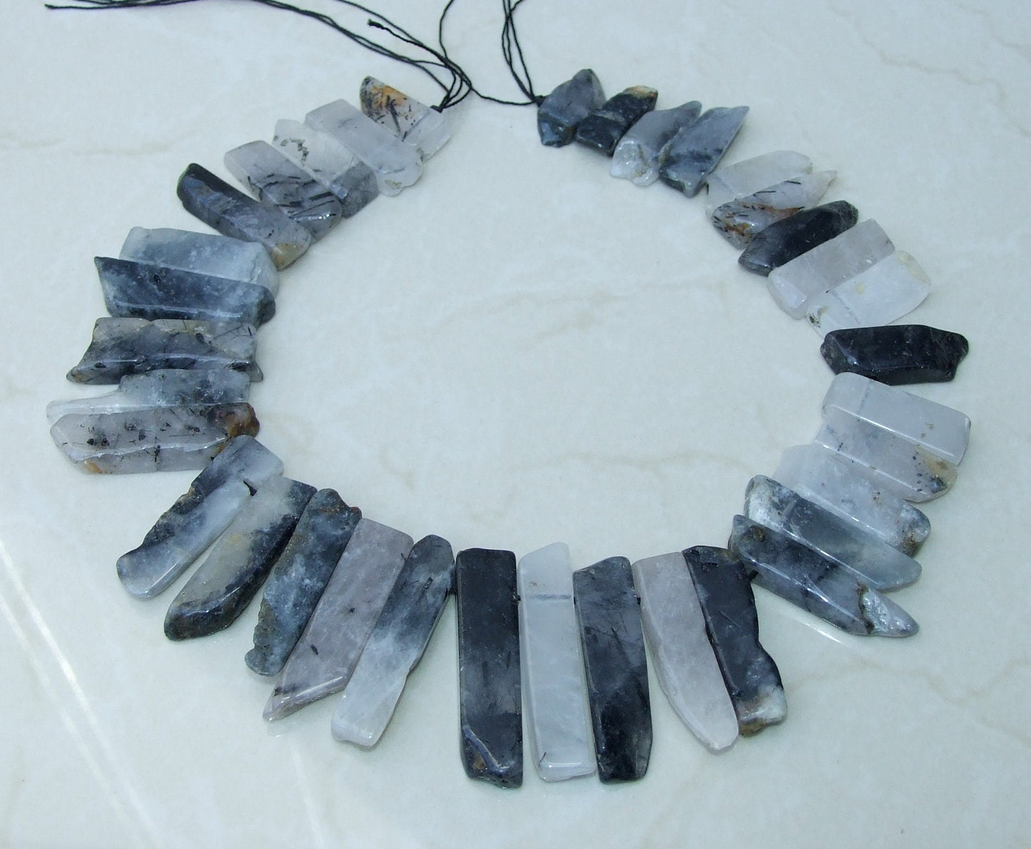 Rutilated Quartz Slice , Polished Quartz Beads, Quartz Pendants, Gemstone Beads, Quartz Jewelry Stones Supplies, Half Strand, 20mm to 45+mm - EDGBeadsandGems
