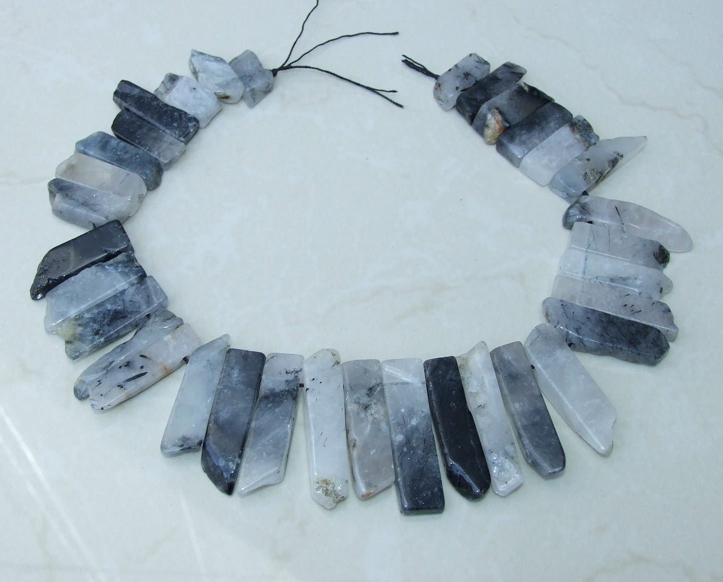 Rutilated Quartz Slice , Polished Quartz Beads, Quartz Pendants, Gemstone Beads, Quartz Jewelry Stones Supplies, Half Strand, 20mm to 45+mm - EDGBeadsandGems