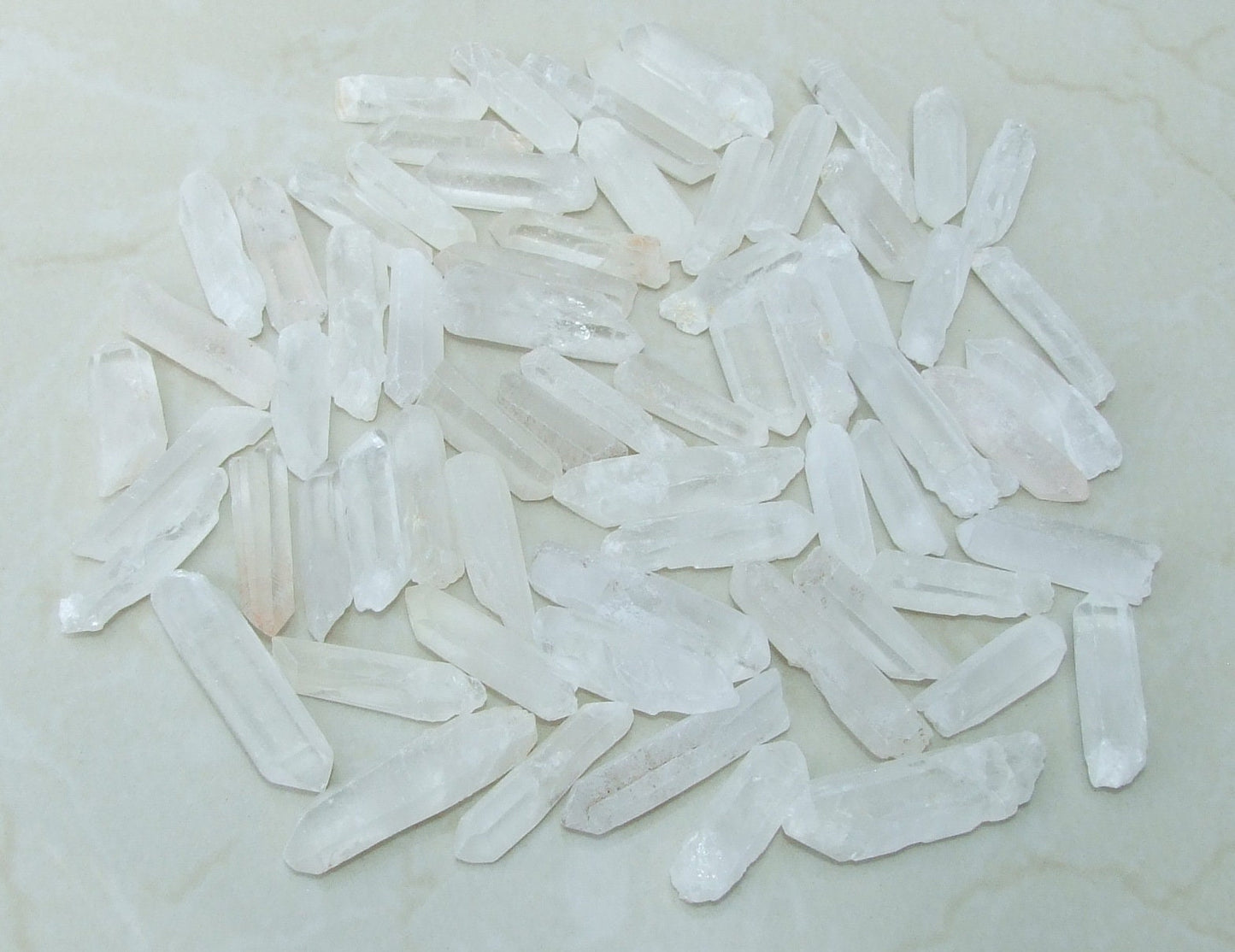 10 Raw Undrilled Frosted Matte Quartz Crystal Points, Bulk Quartz, Raw Points, Loose Gemstone Beads, Quartz Pendant, Quartz Wand, 30-40+mm - EDGBeadsandGems