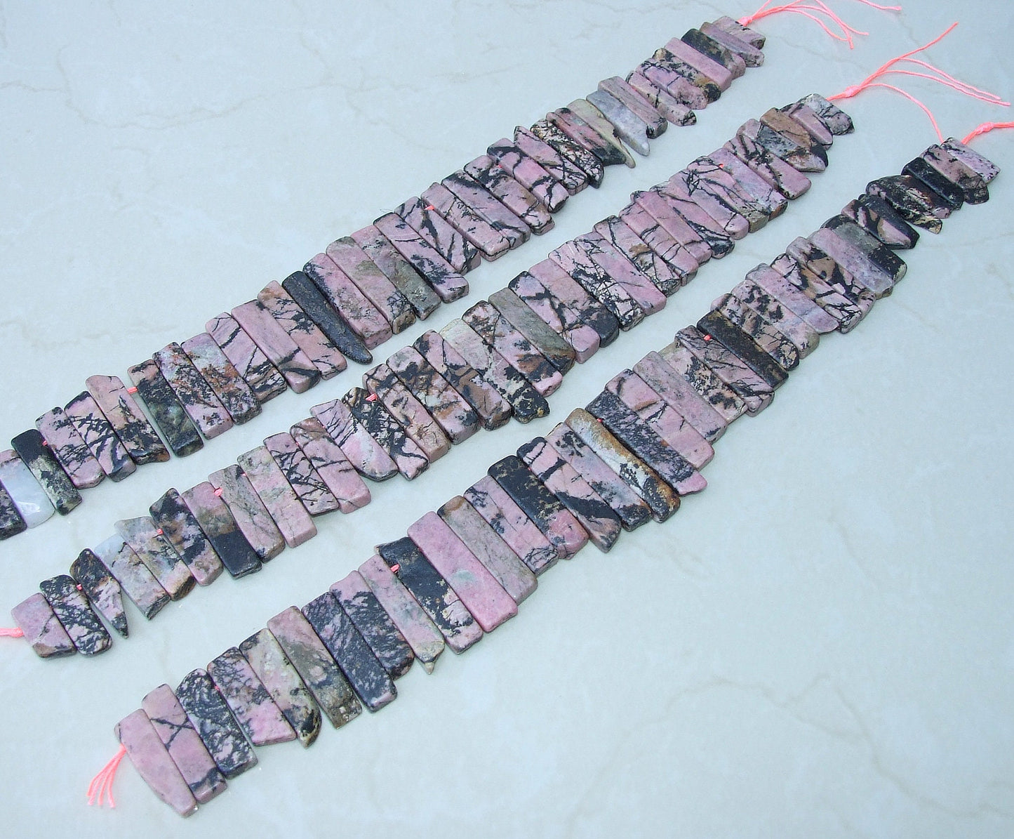 Rhodonite Beads, Polished Slice, Rhodonite Pendant, Rhodonite Slice, Gemstone Beads, Rhodonite Jewelry Supplies, Half Strand - 30mm to 45mm - EDGBeadsandGems