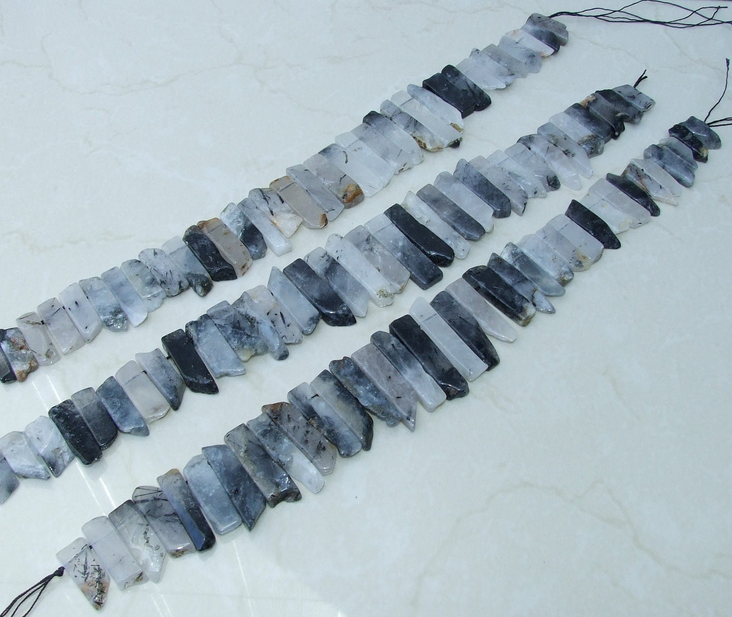 Rutilated Quartz Slice , Polished Quartz Beads, Quartz Pendants, Gemstone Beads, Quartz Jewelry Stones Supplies, Half Strand, 20mm to 45+mm - EDGBeadsandGems