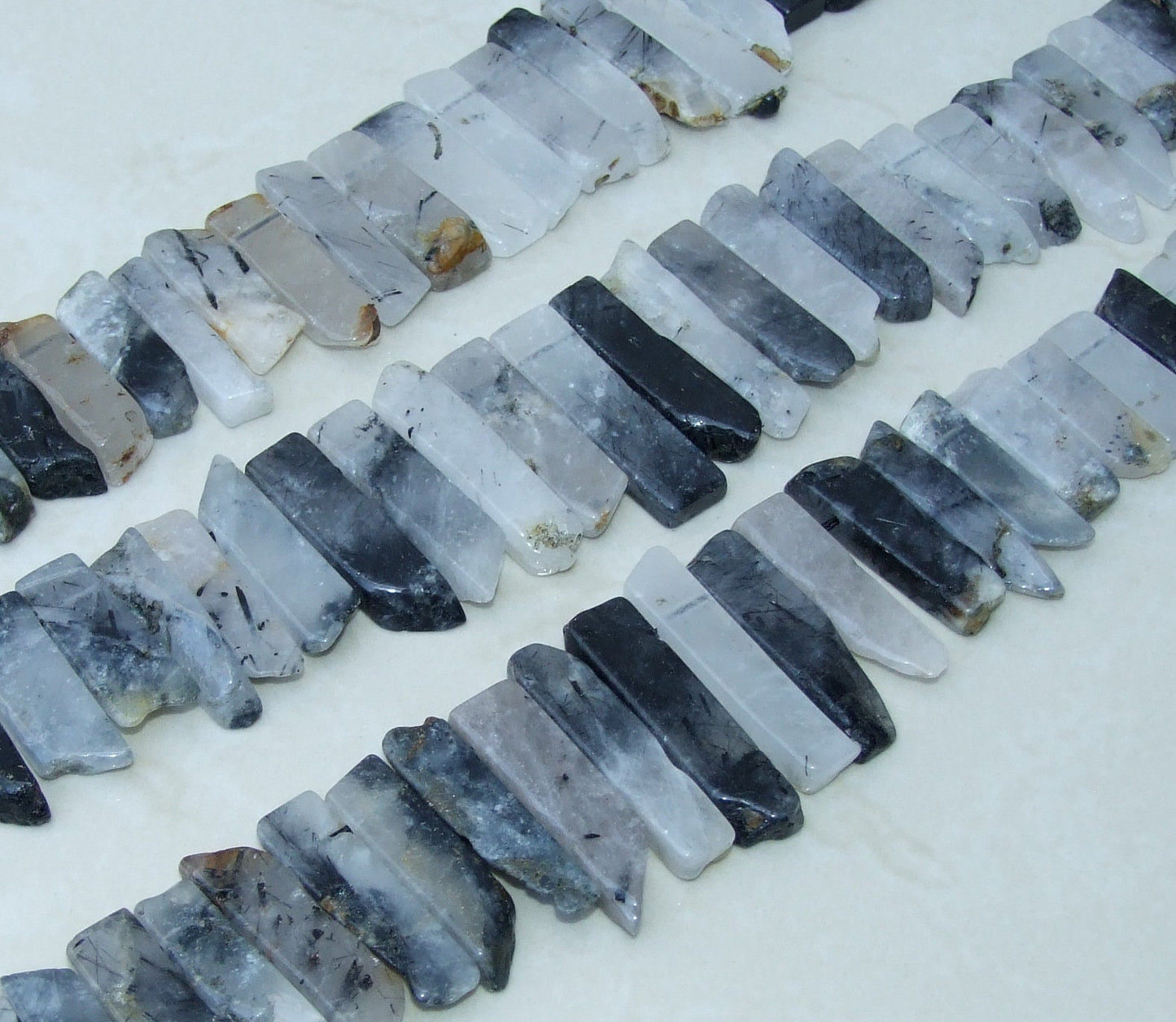 Rutilated Quartz Slice , Polished Quartz Beads, Quartz Pendants, Gemstone Beads, Quartz Jewelry Stones Supplies, Half Strand, 20mm to 45+mm - EDGBeadsandGems