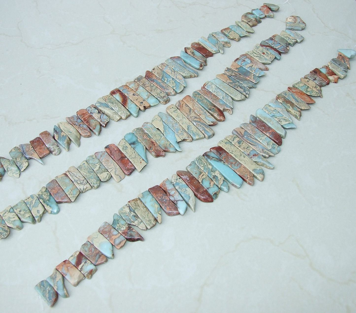 African Opal Beads for Jewelry Making, Aqua Terra Jasper Slice Beads for Necklace Making, Imperial Jasper Slab Bead Strand, Loose Beads 45mm - EDGBeadsandGems