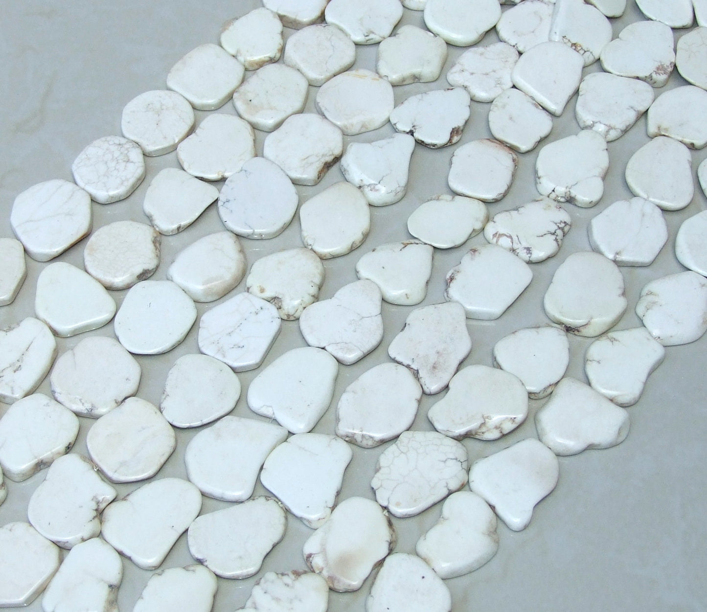 White Magnesite Beads, Magnesite Nuggets Beads Slabs, Howlite Beads, Slab Gemstones, Howlite Necklace, Loose Stones, Slabs - 30mm to 35mm - EDGBeadsandGems