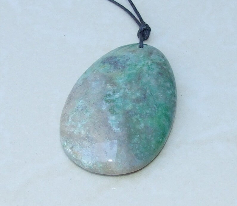 Fossil Coral Agate Pendant, Natural Stone Pendant, Druzy Pendant, Gemstone Pendant, Jewelry Stone, Necklace Pendant, 33mm x 55mm - 8977 - EDGBeadsandGems