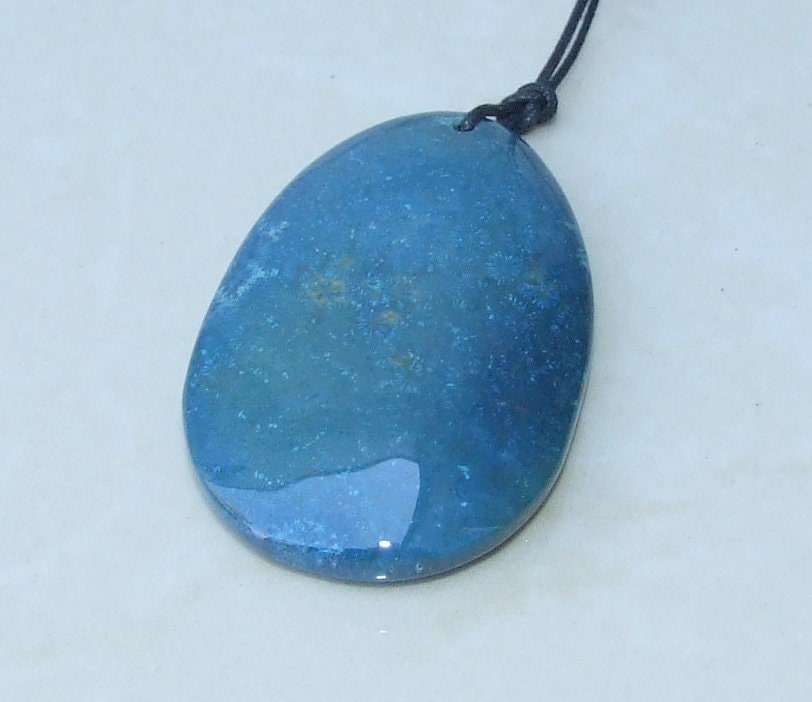 Fossil Coral Agate Pendant, Natural Stone Pendant, Druzy Pendant, Gemstone Pendant, Jewelry Stone, Necklace Pendant, 34mm x 54mm - 8922 - EDGBeadsandGems