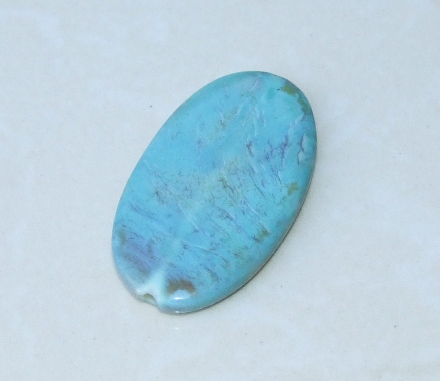 Pale Blue Agate Druzy Polished Oval Bead - Blue Druzy Bead Pendant - Druzy Pendant Connector - Center Drilled - 27mm x 48mm - 9247 - EDGBeadsandGems
