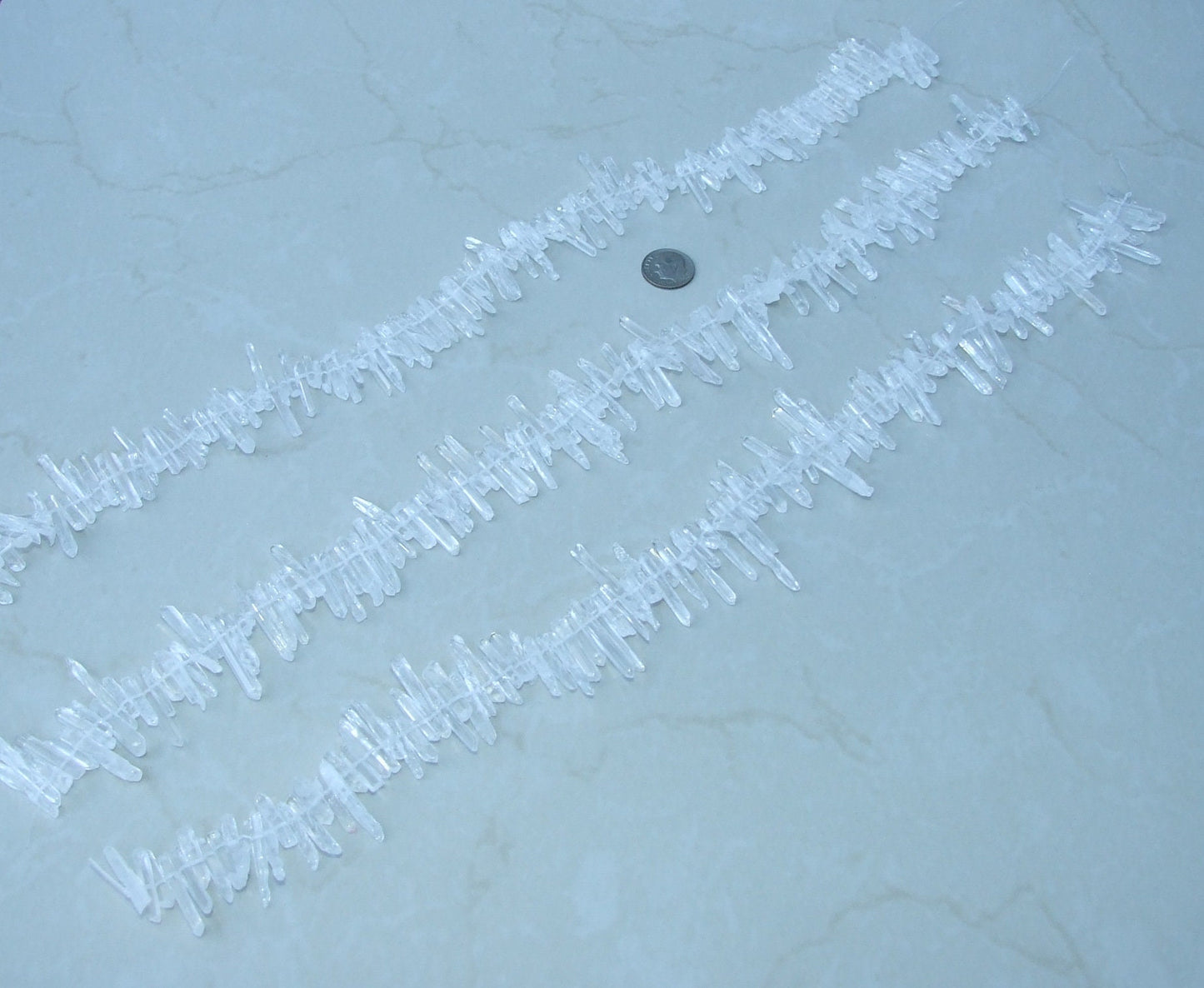 Super Thin Polished Quartz, Quartz Crystals Points, Natural Quartz Strand, Random Lengths, Gemstone Beads, Half/Full Strand, 2-4mm x 15-28mm - EDGBeadsandGems