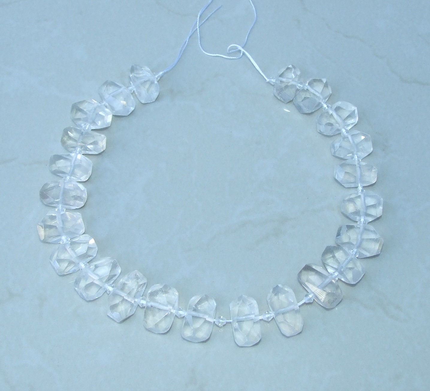 Clear Quartz Faceted Nugget Gemstone Beads, Polished Quartz Bead, Half Strand, Cross Drilled, Loose Stones, Quartz Necklace 14mm x 20mm - EDGBeadsandGems